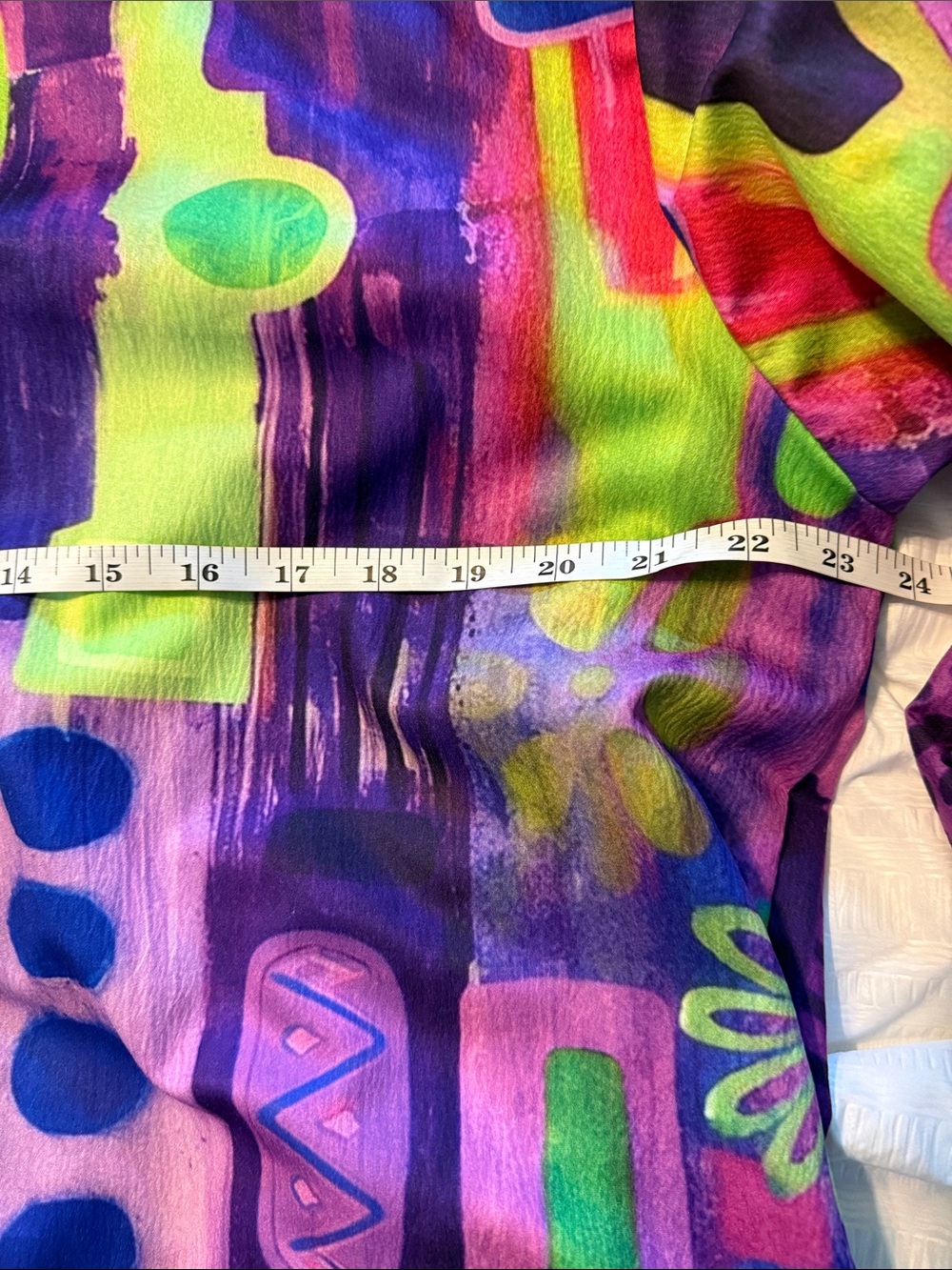 Womens Vibrant Purple & Lime Abstract Button-Up Shirt - Picture 6 of 7